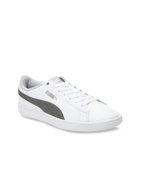 

Puma Women White & Grey Vikky V2 Metallic SoftFoam Sneakers