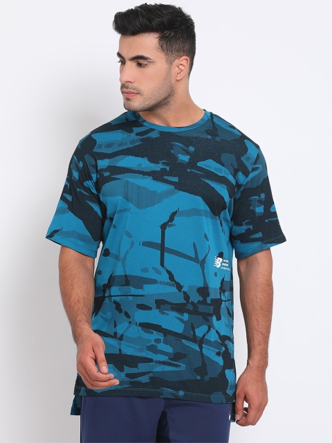 

New Balance Men Blue Printed Round Neck T-shirt
