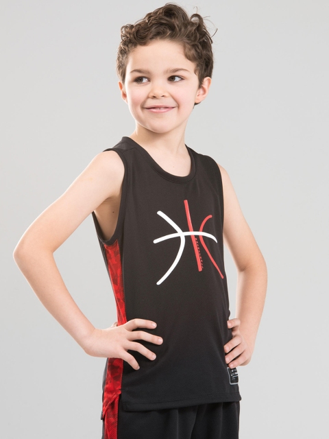 

TARMAK By Decathlon Kids Black Printed Jersey Intermediate Basketball T500 T-shirt
