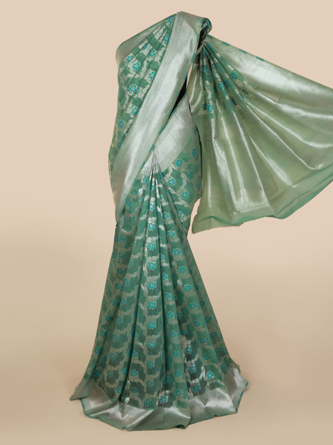 

Pothys Blue Printed Jute Silk Saree