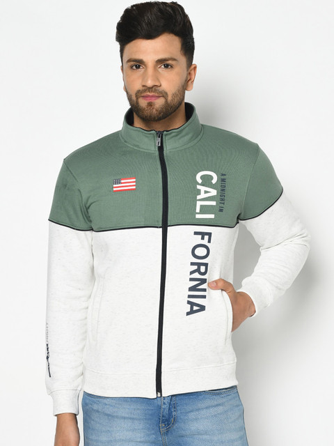 

Octave Men Olive Green & White Colourblocked Sweatshirt