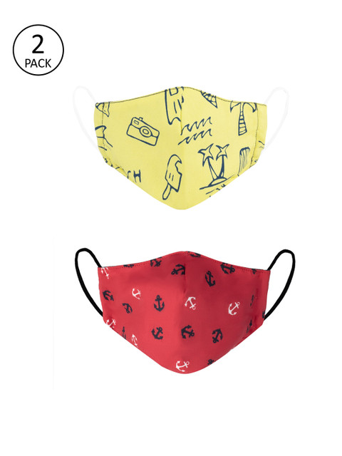

VEA Kids Yellow & Red Printed 2 Pcs 3-Ply Filtration Face Mask