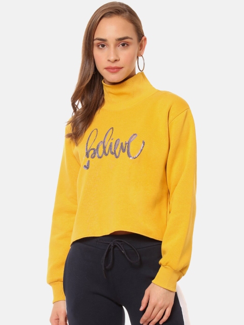 

Campus Sutra Women Yellow Sequin Embellished Sweatshirt