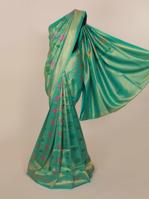 

Pothys Blue Printed Jute Silk Saree
