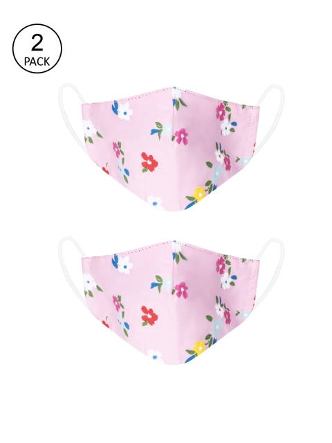 VEA Kids Pack Of 2 Pink Printed 3-Ply Reusable 5 Layered Protective Outdoor Masks