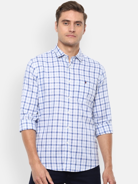 

Louis Philippe Jeans Men White & Blue Slim Fit Checked Casual Shirt