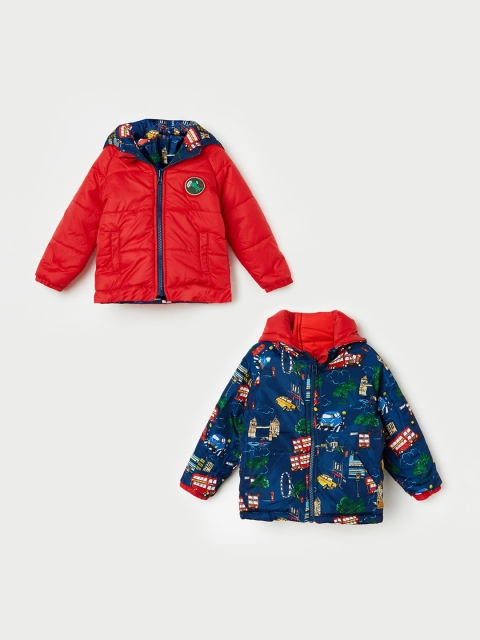 

Juniors by Lifestyle Boys Navy Blue & Red Solid Reversible Padded Jacket