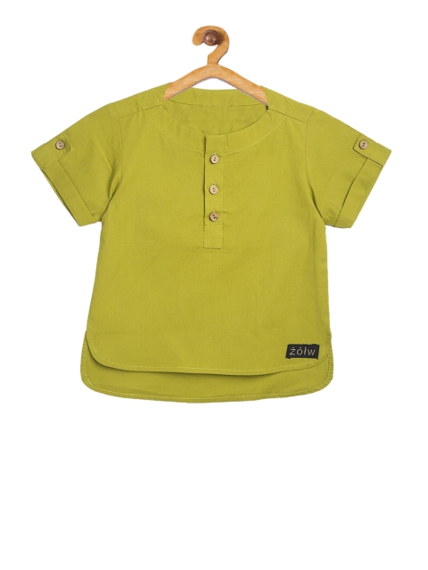 

Zotw Unisex Kids Olive Green Pathani Kurta
