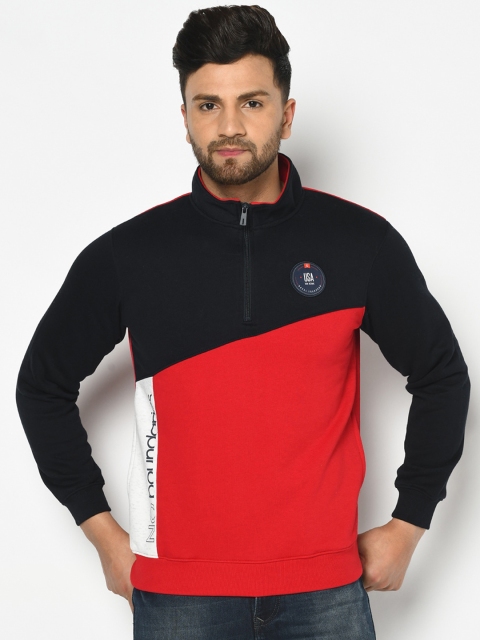 

Octave Men Red & Black Colourblocked Sweatshirt