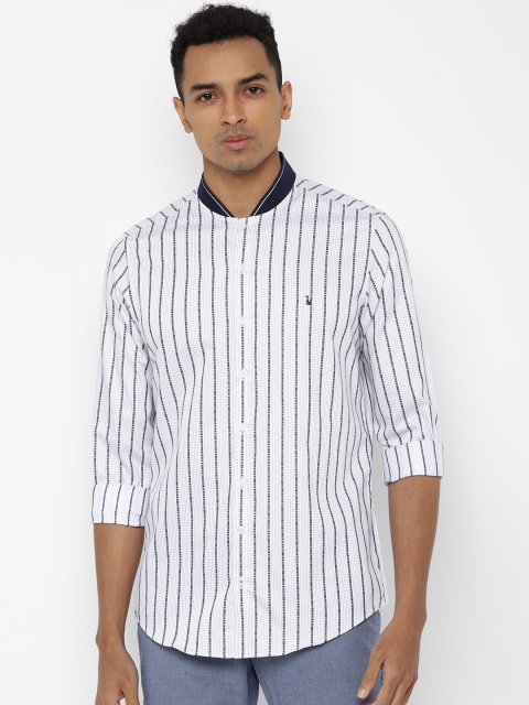 

SIMON CARTER LONDON Men White & Black Slim Fit Striped Cotton Casual Shirt