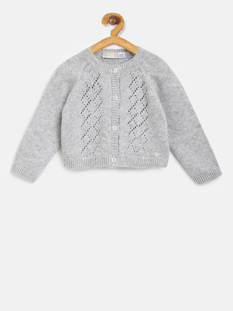 

Chicco Girls Grey Self Design Cardigan Sweater