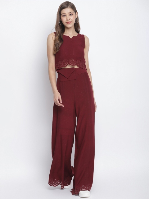 

Capybara Women Maroon Solid Top with Palazzos