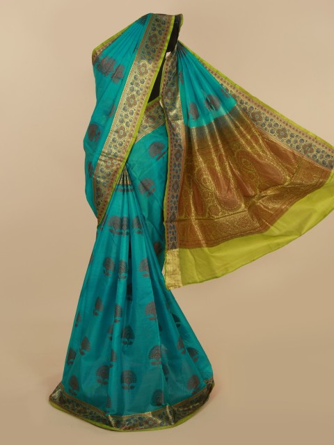 

Pothys Blue Jute Silk Woven Design Tussar Handloom Saree