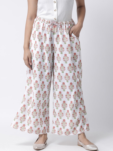 

Hangup Women White Printed Straight Palazzos