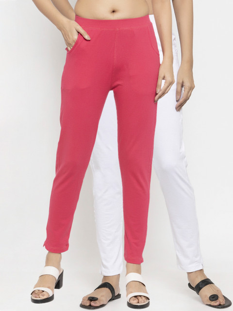 

NEUDIS Women Pack Of 2 Solid Ankle-Length Leggings, White