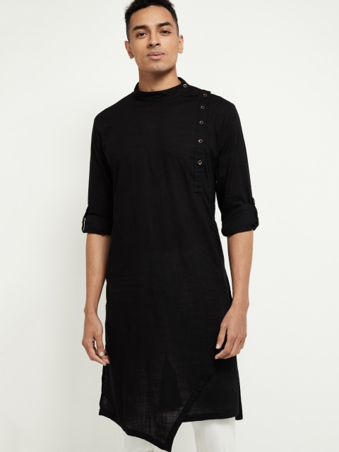 

max Men Black Woven Design Pathani Kurta