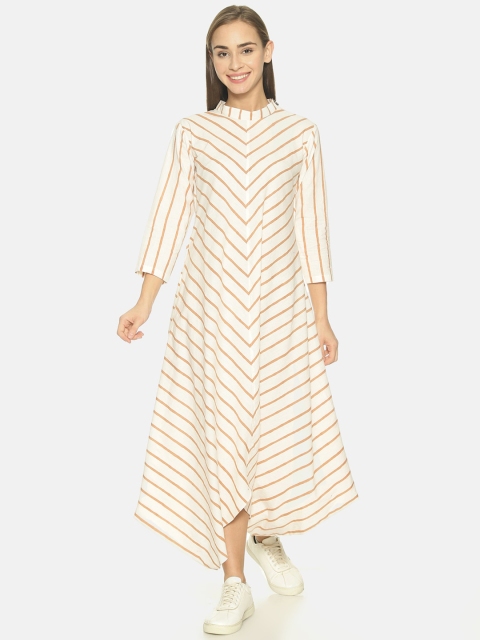 

NANGALIA RUCHIRA Women Off-White Striped A-Line Dress
