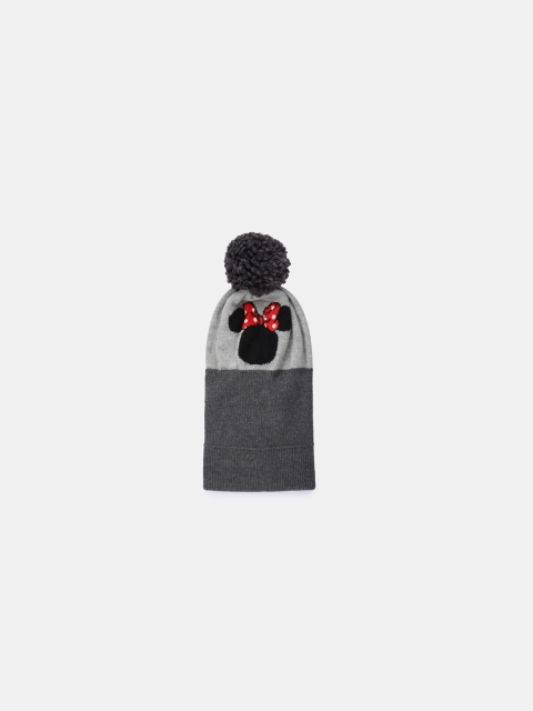 

GAP Toddler Girl Grey Disney Minnie Mouse Pom-Pom Hat