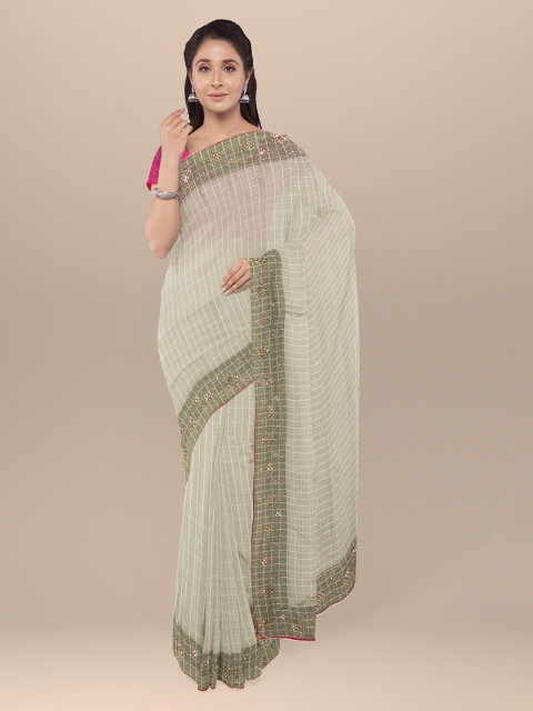 

KLM Fashion Mall Grey Checked Saree