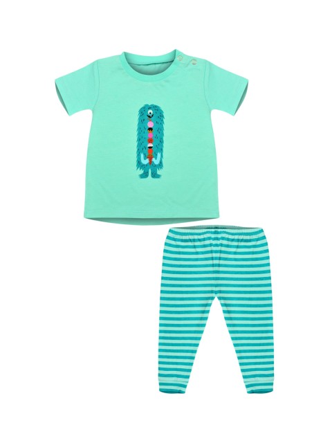

The Flybees Unisex Kids Green Printed T-shirt with Trousers