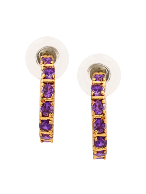 

Estele Gold-Plated Purple Contemporary Hoop Earrings, White