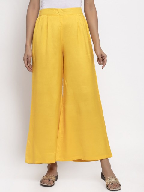 

Kiaasa Women Yellow Solid Flared Palazzos