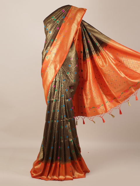 

Pothys Brown & Orange Jute Silk Woven Design Saree