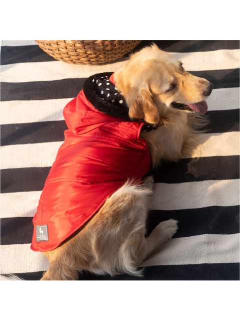 

Heads Up For Tails Red & Black Bomber Hoodies Dog Jacket