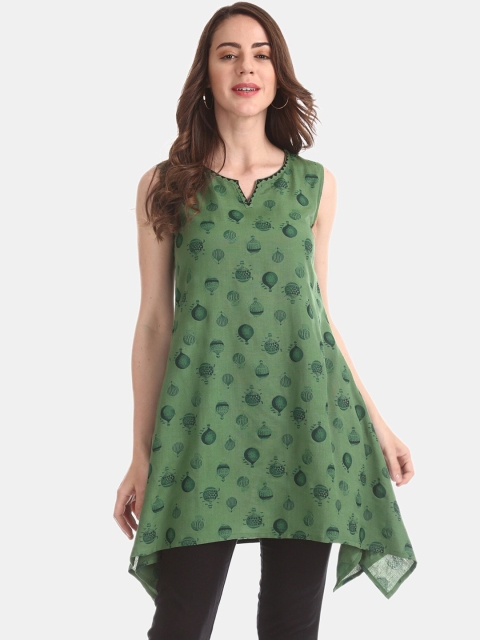 

Bronz Women Green & Black Printed Tunic