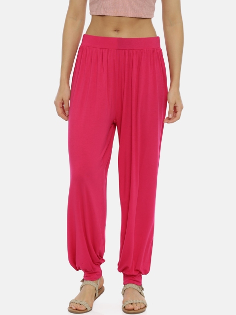 

Bitz Women Rose Pink Solid Loose-Fit Harem Pants