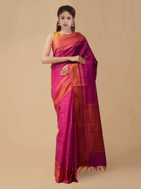 

Unnati Silks Pink Pure Cotton Woven Design Mysore Silk Saree