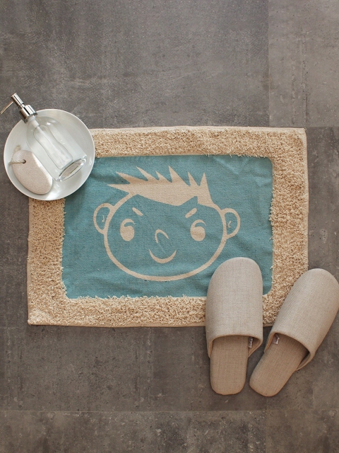 

House This Blue Boy Print Rectangular 110 GSM Cotton Bath Rug