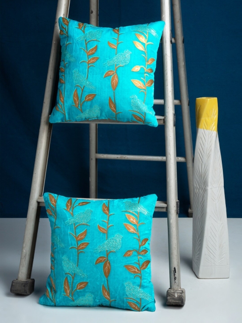 

HOSTA HOMES Blue Set of 2 Floral Square Cushion Covers
