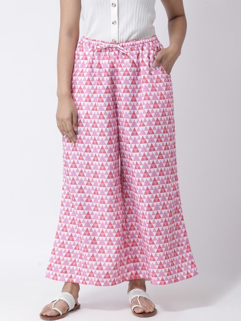 

Hangup Women Pink Printed Flared Palazzos