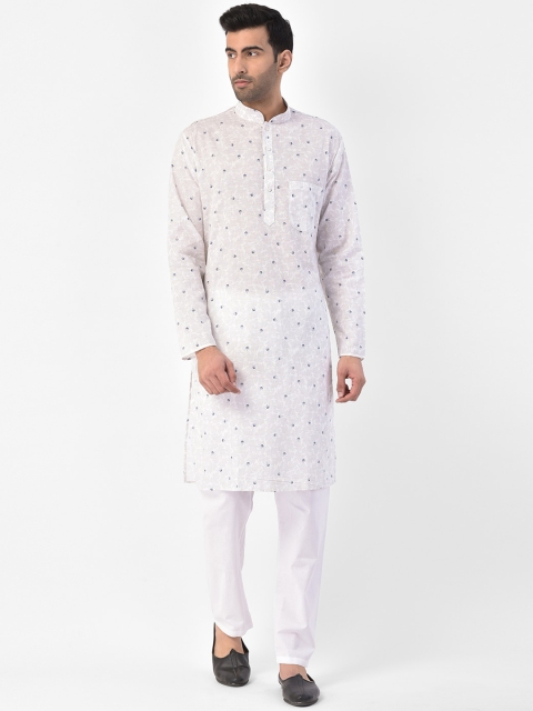 

SG LEMAN Men White Printed Cotton Kurta with Pyjamas