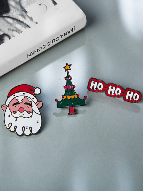 

Bigsmall Unisex 3 Piece Christmas Lapel Pin, Red
