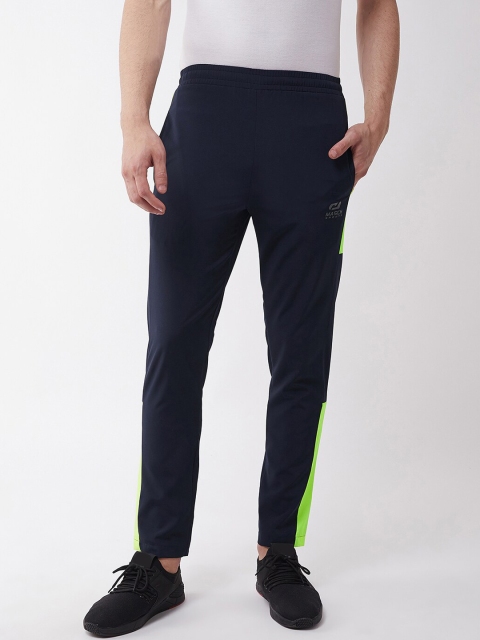 

Masch Sports Men Navy Blue & Green Solid Slim Fit Track Pants