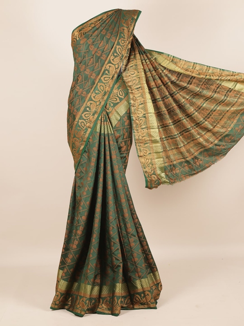 

Pothys Green Printed Jute Silk Saree