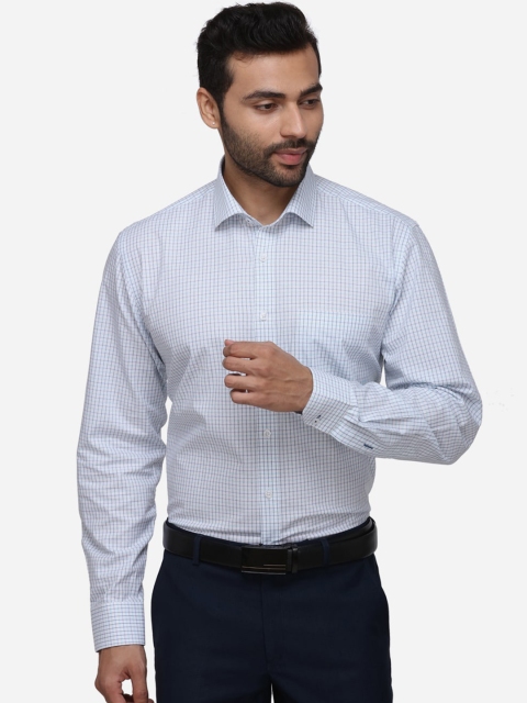 

JADE BLUE Men White Regular Fit Checked Casual Shirt
