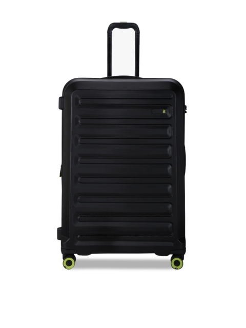 

IT luggage Unisex Black Textured Hard-Sided 360-Degree Rotation Medium Trolley Bag