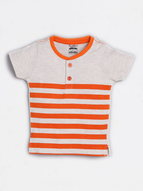 

Redden Boys Grey Striped Henley Neck T-shirt