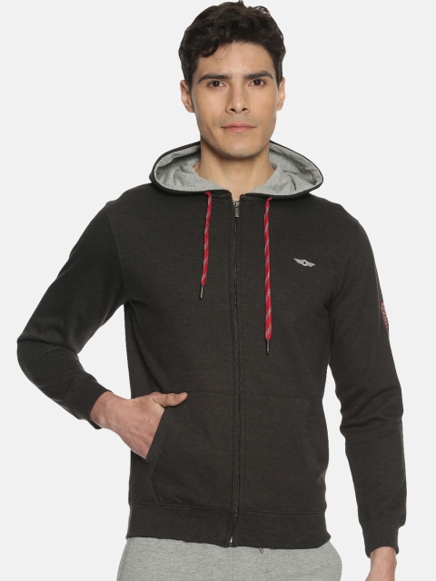 

Force NXT Men Charcoal Solid Hooded Sweatshirt