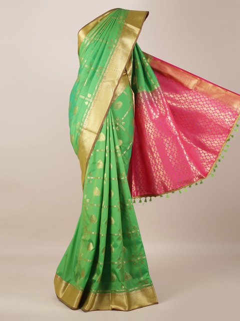 

Pothys Green & Gold-Toned Art Silk Woven Design Saree