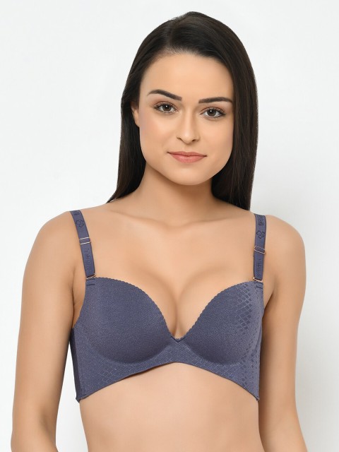 

Cosmo Lady Blue Solid Underwired Heavily Padded Balconette Bra