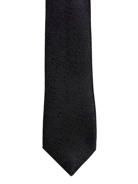 

BuckleUp Men Black Woven Design Broad Tie