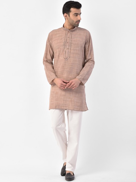 

SG LEMAN Men Beige & White Solid Kurta with Pyjamas