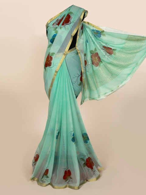 

Pothys Green Printed Pure Chiffon Saree
