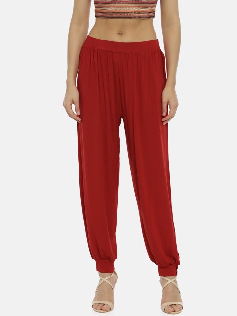 

Bitz Women Red Solid Loose-Fit Harem Pants