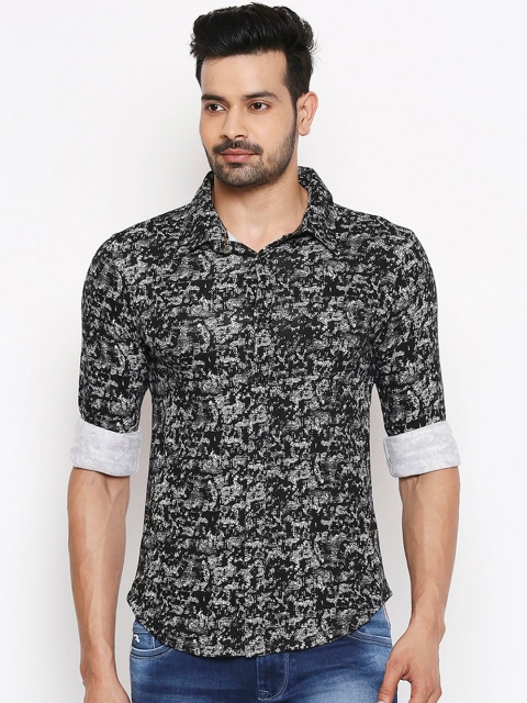 

Integriti Men Black & White Slim Fit Printed Cotton Casual Shirt