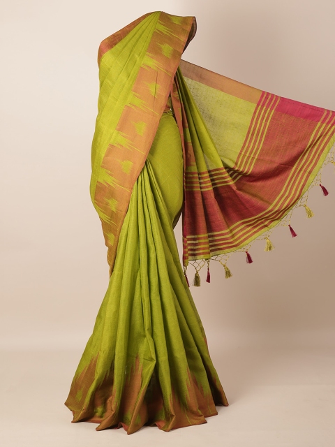 

Pothys Olive Green Striped Saree